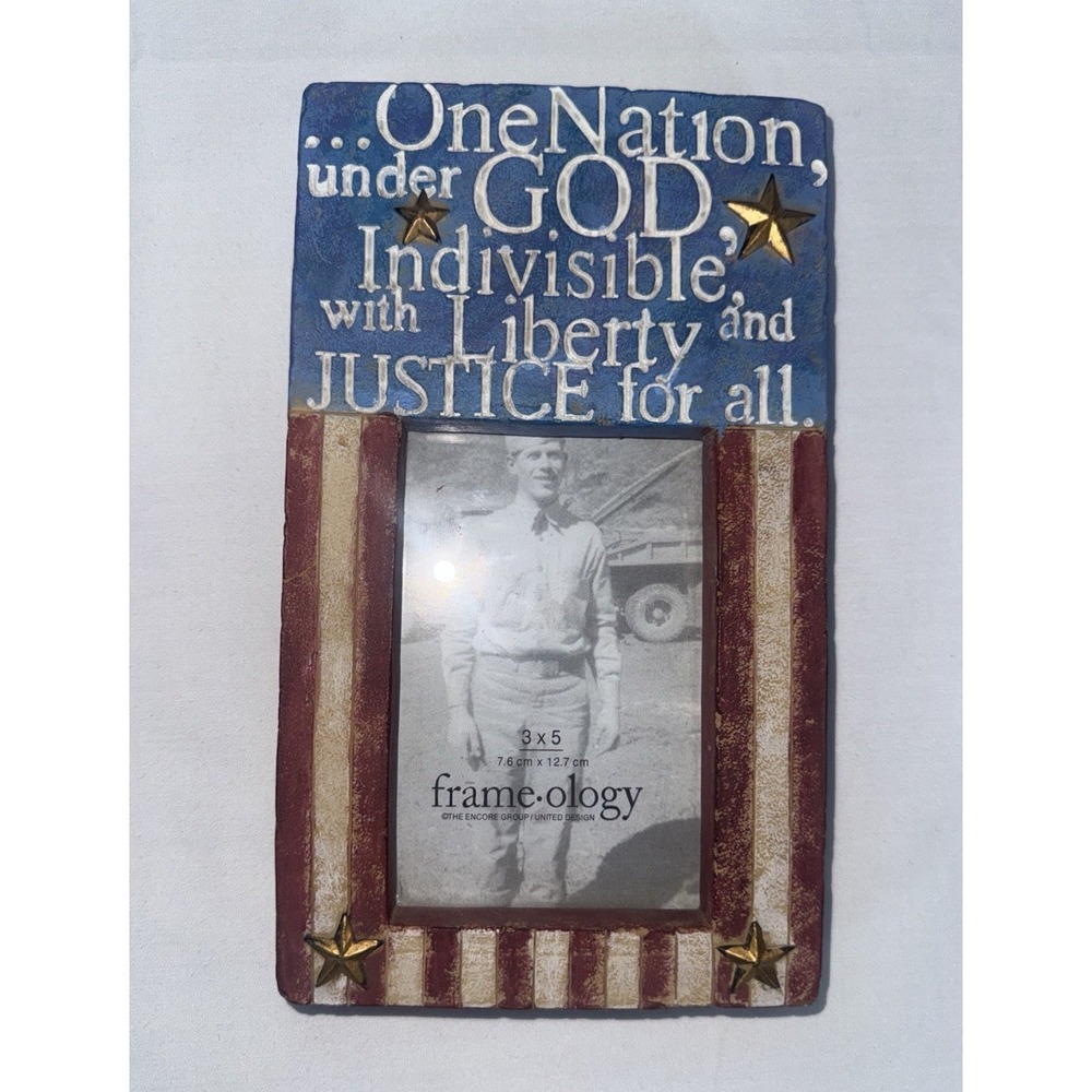 VTG Frame-ology Patriotic Pledge Of Allegiance 3X5 Photo Frame Resin NOS FLAG